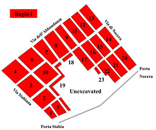 pompeii pompeji pompeya plan regio I regio 1
