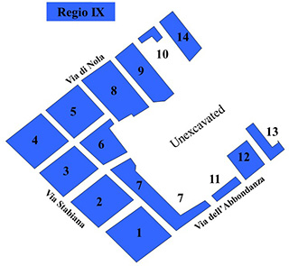pompeii pompeji pompeya plan regio IX regio 9