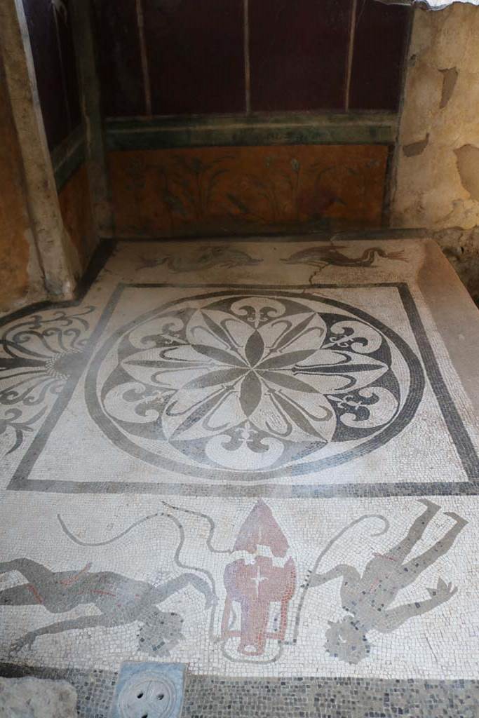 I.6.16, Pompeii. December 2018. 
Looking east across mosaic flooring. Photo courtesy of Aude Durand.
