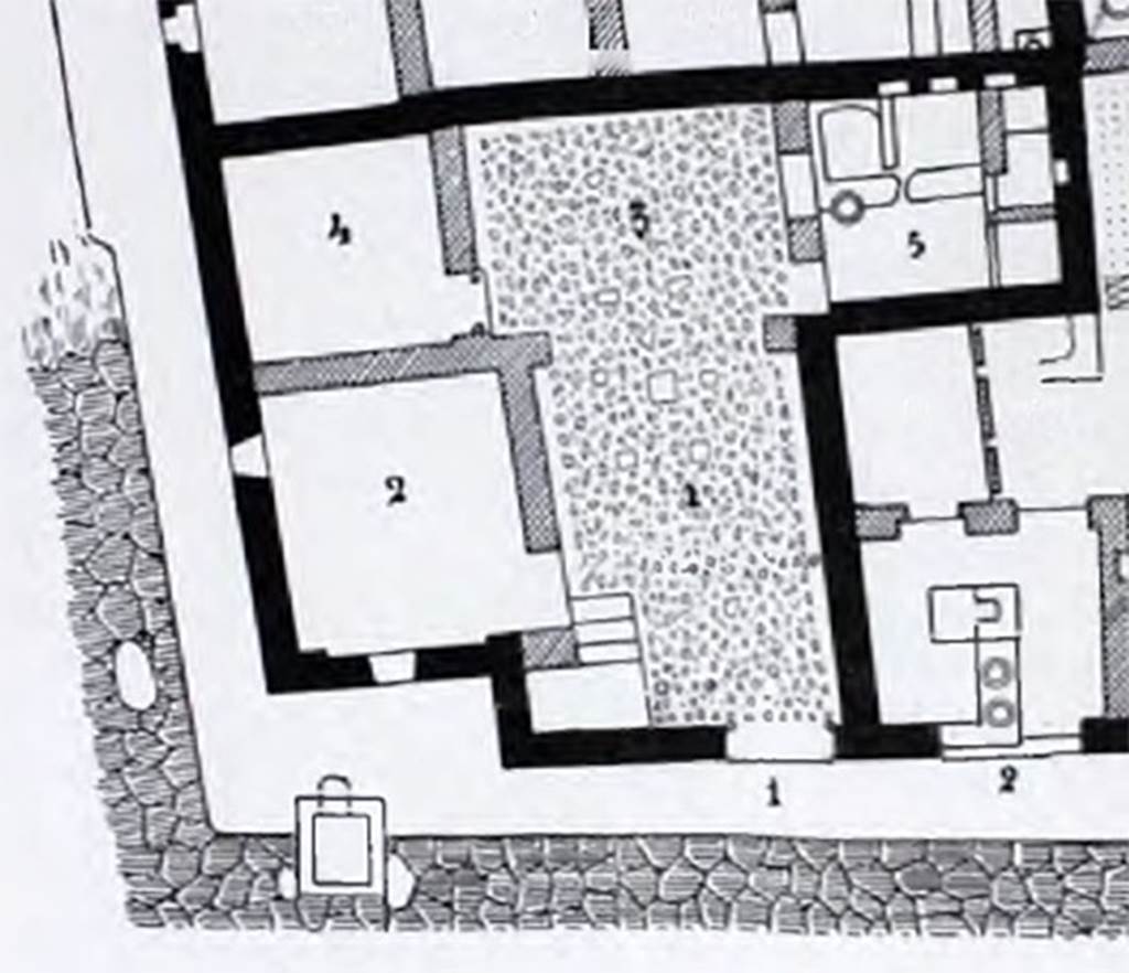 I.10.1 Pompeii. 1934. Plan of house and workshop.
See Notizie degli Scavi di Antichit, 1934, p. 266.
