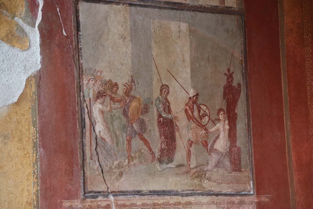I.10.4 Pompeii. September 2021. Room 4, mythological scene from north wall. Photo courtesy of Klaus Heese.