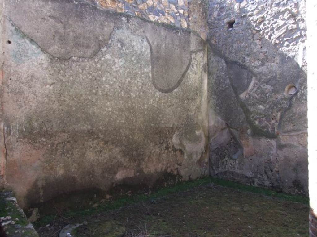 I.12.3 Pompeii.  March 2009.  Room 6. Garden area.  South wall that used to show a garden painting and south west corner.