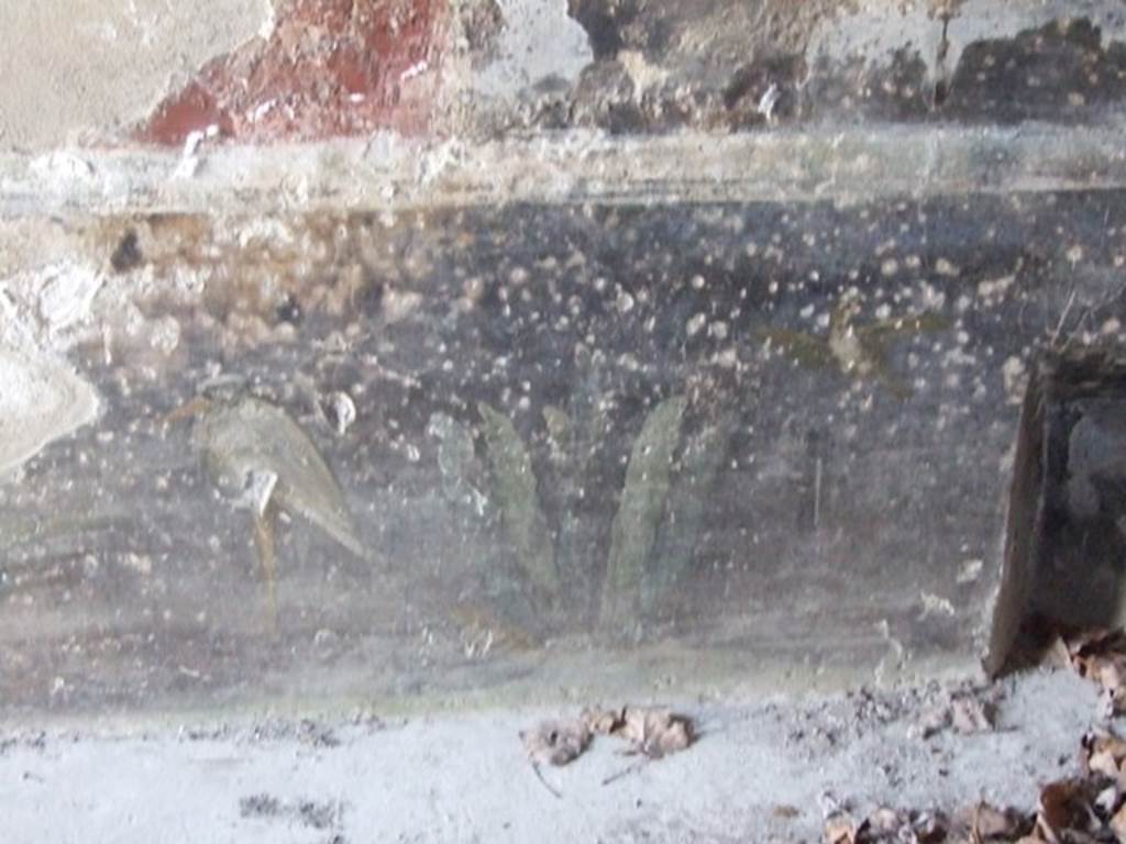 II.1.12 Pompeii. March 2009. Zoccolo with painted plants and heron from lower south wall of triclinium.
