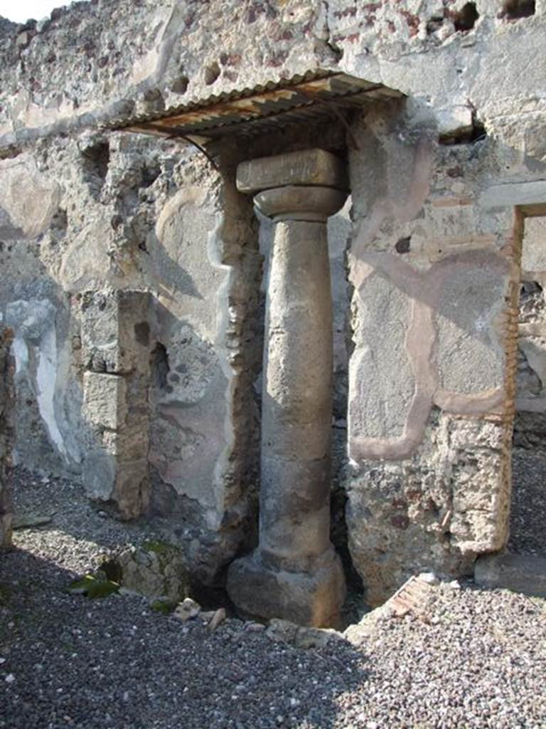 VI.5.17 Pompeii. March 2009.  Ancient column, proudly displayed by the owners of the house.


