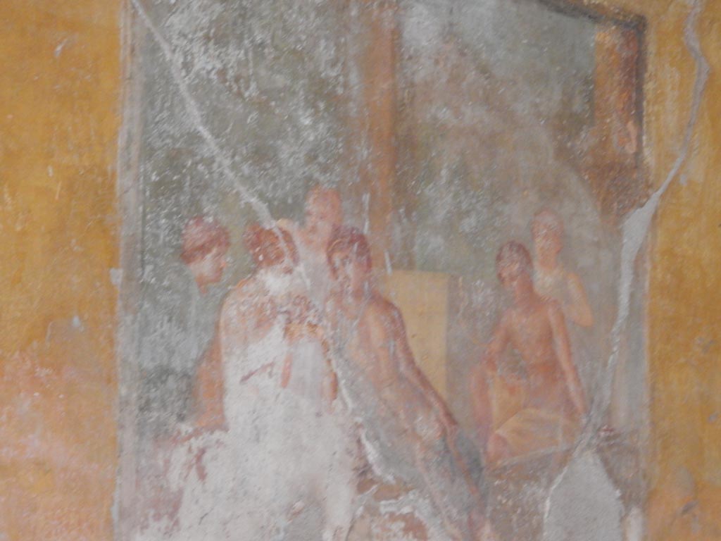 VI.8.3/5 Pompeii. May 2015. 
Room 12, detail of painting of Venus giving some Cupids to Adonis, from centre of north wall. Photo courtesy of Buzz Ferebee.
