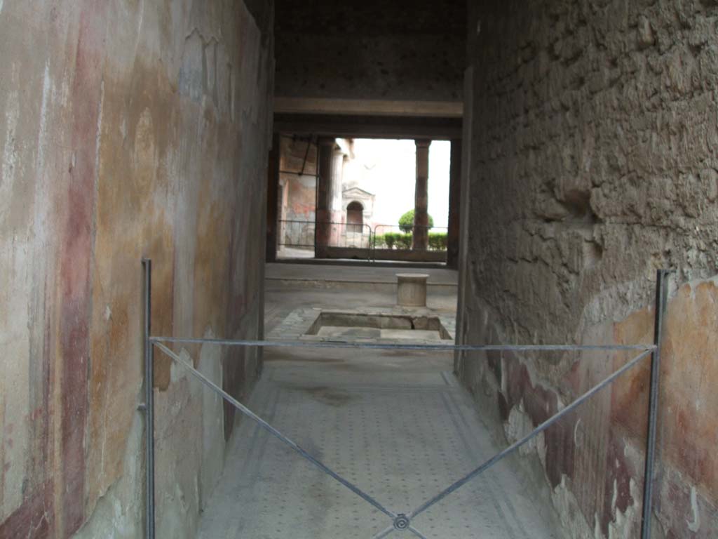 VI.8.5 Pompeii. May 2005. Entrance corridor/fauces, looking north to atrium.