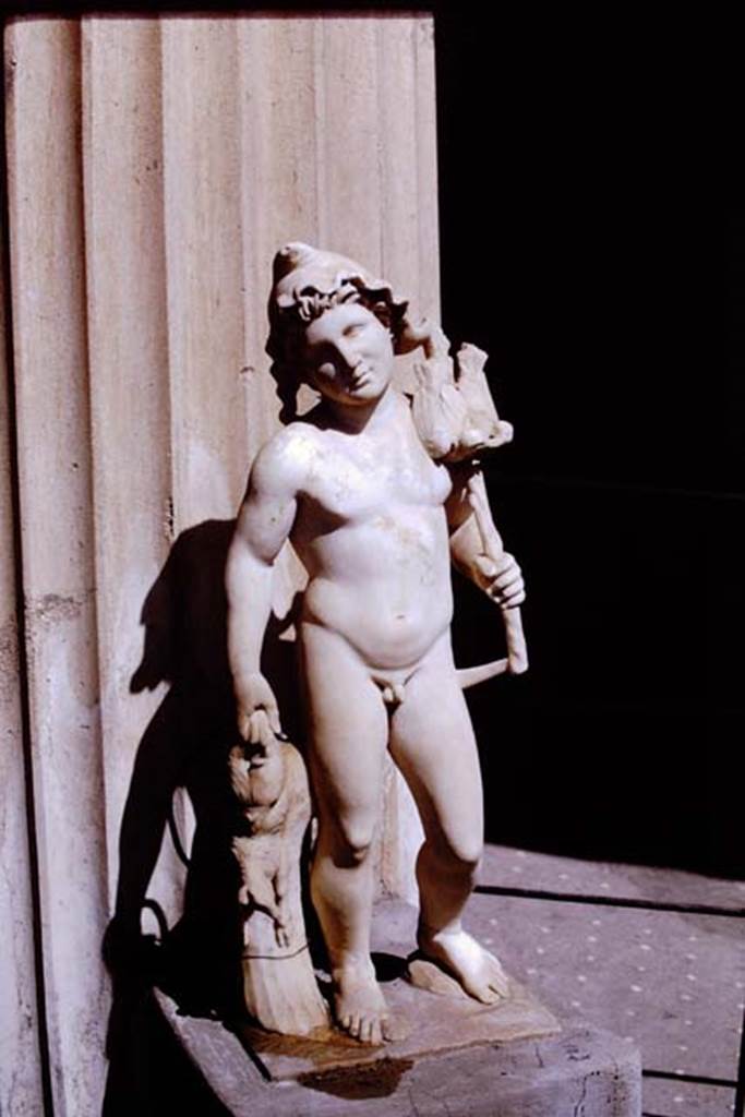 VI.15.1 Pompeii, 1968.  Marble statuette in north-west corner. Photo by Stanley A. Jashemski.
Source: The Wilhelmina and Stanley A. Jashemski archive in the University of Maryland Library, Special Collections (See collection page) and made available under the Creative Commons Attribution-Non Commercial License v.4. See Licence and use details.
J68f0684
