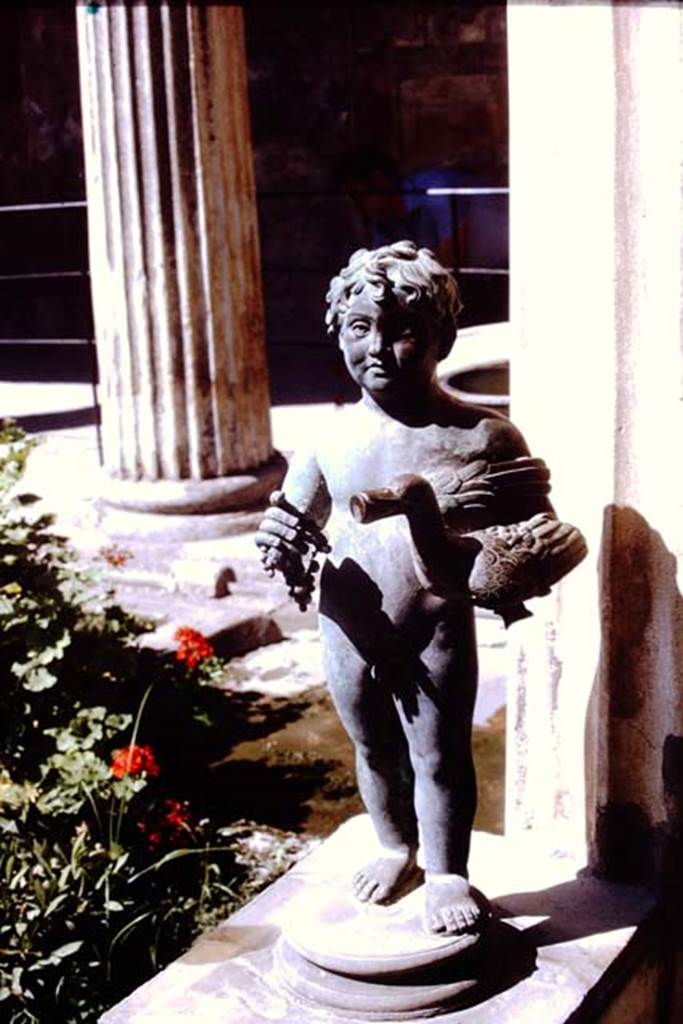 VI.15.1 Pompeii, 1968.  Bronze statuette of boy with grapes and a duck. Photo by Stanley A. Jashemski.
Source: The Wilhelmina and Stanley A. Jashemski archive in the University of Maryland Library, Special Collections (See collection page) and made available under the Creative Commons Attribution-Non Commercial License v.4. See Licence and use details.
J68f0679
