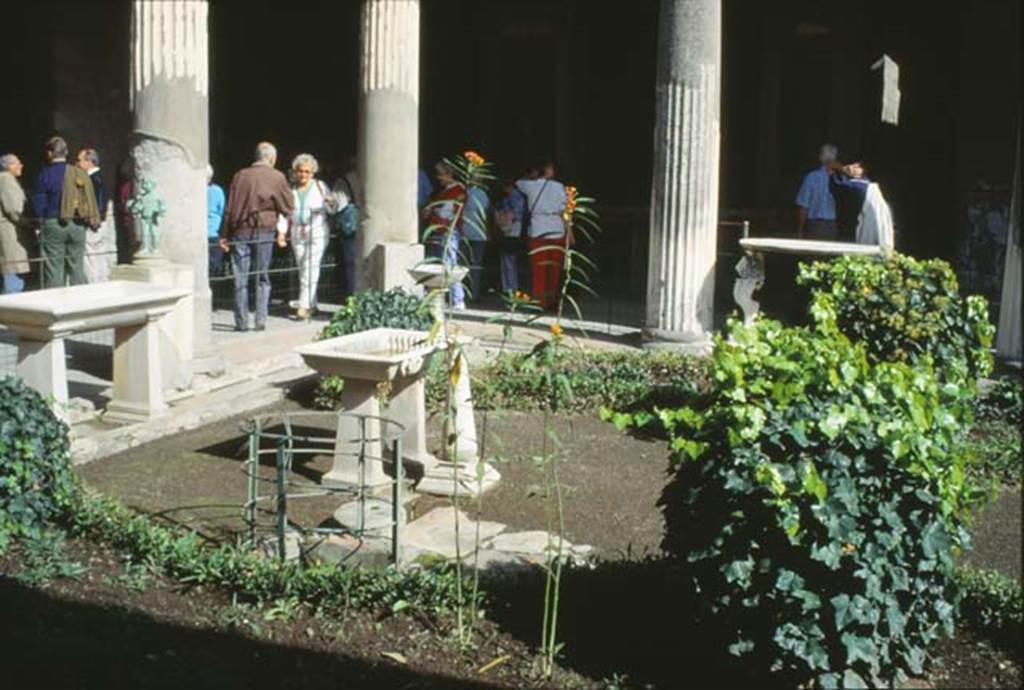 VI.15.1 Pompeii. October 1992. Looking east towards north-east corner of peristyle garden.
Photo by Louis Méric courtesy of Jean-Jacques Méric.
