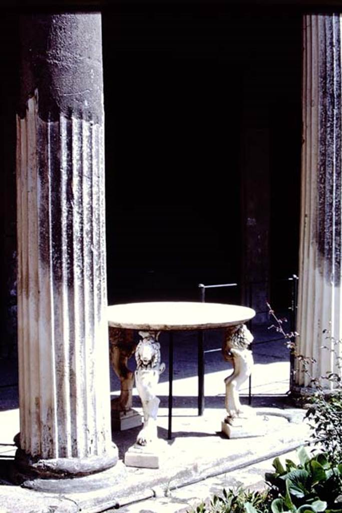 VI.15.1 Pompeii. 1968. Looking south-east across garden towards table with three lion legs. 
Photo by Stanley A. Jashemski.
Source: The Wilhelmina and Stanley A. Jashemski archive in the University of Maryland Library, Special Collections (See collection page) and made available under the Creative Commons Attribution-Non Commercial License v.4. See Licence and use details.
J68f2053
