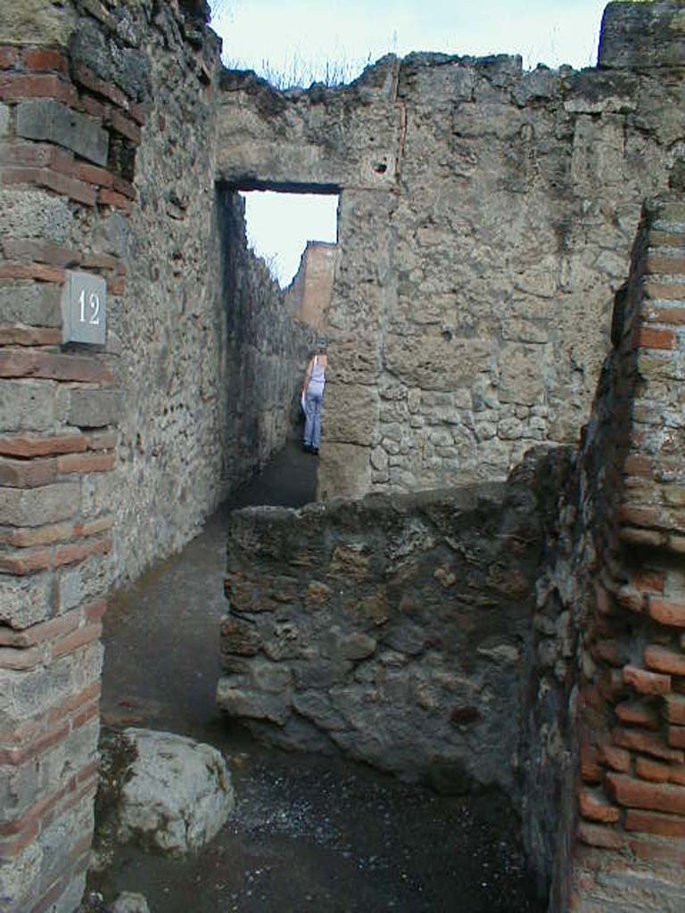 VII.7.12 Pompeii. September 2004. Site of separate stairs to upper floor.