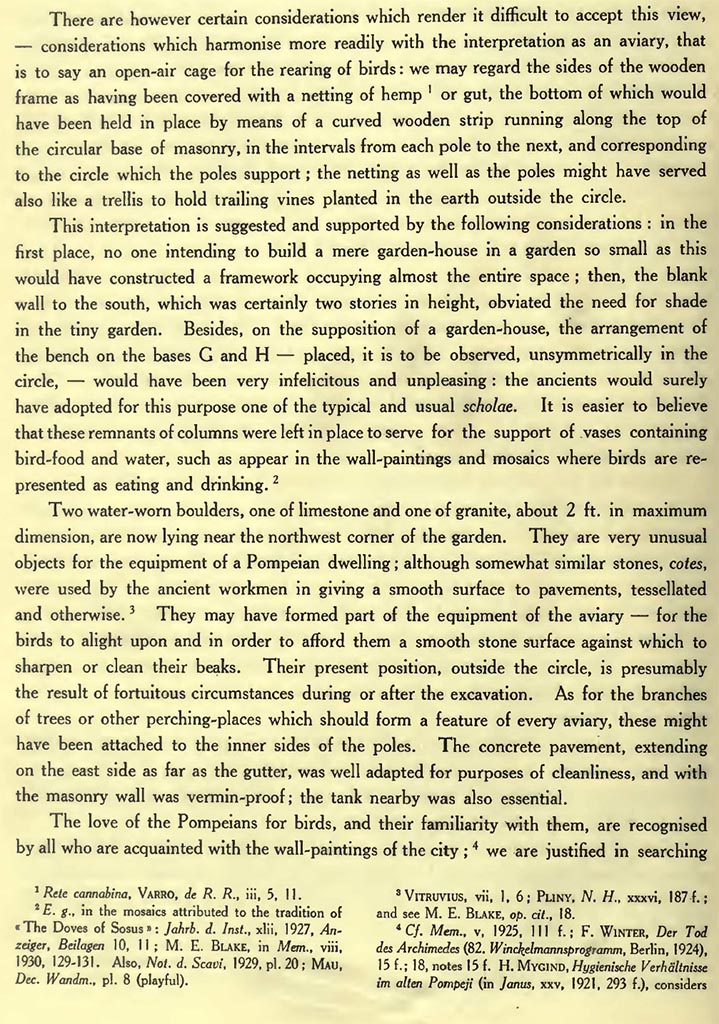 VII.7.16 Pompeii. Description by Van Buren of the house and aviary.
See Van Buren, A. W. 1932. Further Pompeian Studies in Memoirs of American Academy in Rome, vol.10, 1932, p. 12.
