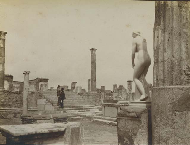 VII.7.32 Pompeii. April 1903. Looking north-east towards altar, podium and cella. Photo courtesy of Rick Bauer.