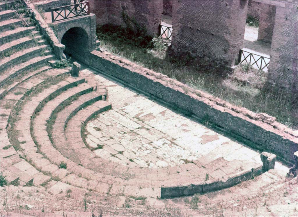VIII.7.19 Pompeii. June 1962. Looking south-east.
Photo by Brian Philp: Pictorial Colour Slides, forwarded by Peter Woods
(P43.10 POMPEII THE SMALL THEATRE [ODEON]).
