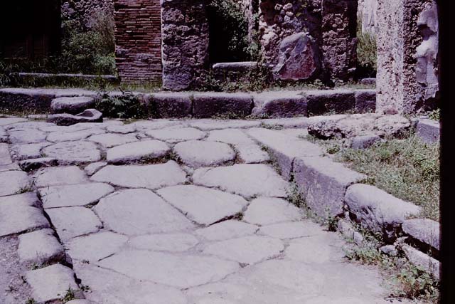 Vicolo del Lupanare. West side. Looking south from near VII.12.17. May 2006.