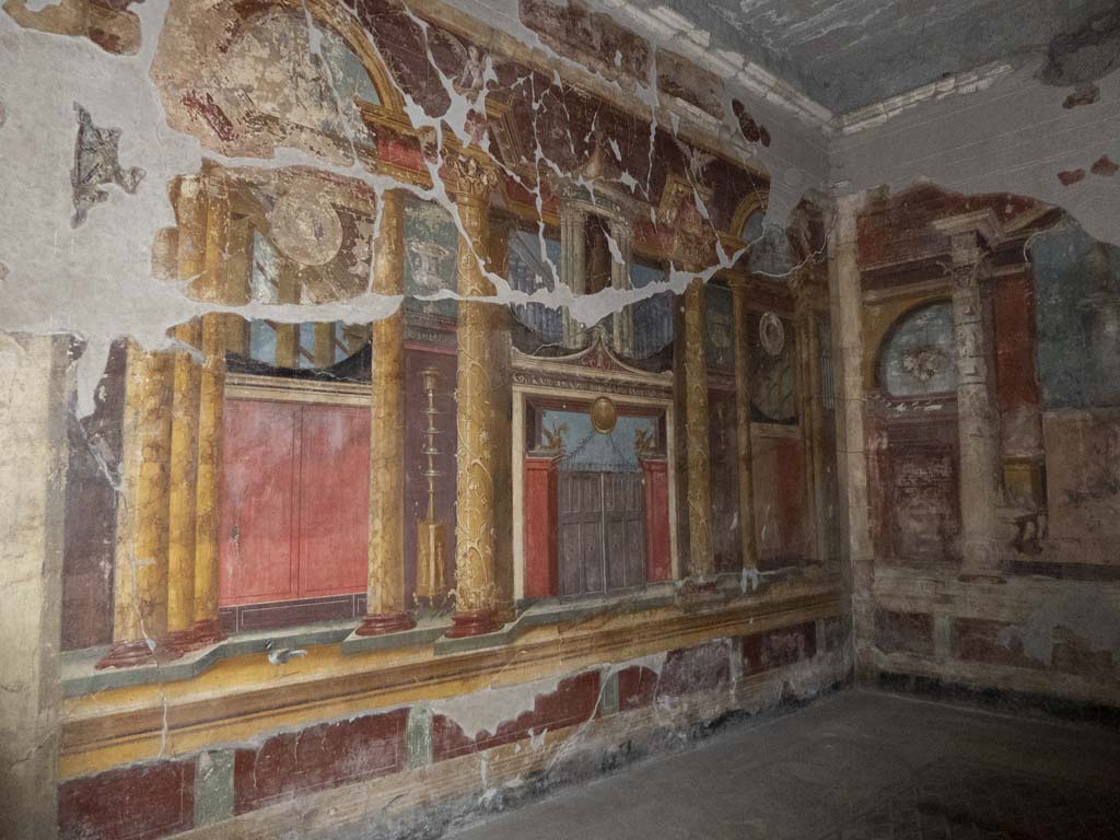 Oplontis Villa of Poppea, September 2017. Room 14, looking towards west wall and north-west corner. 
Foto Annette Haug, ERC Grant 681269 DÉCOR.

