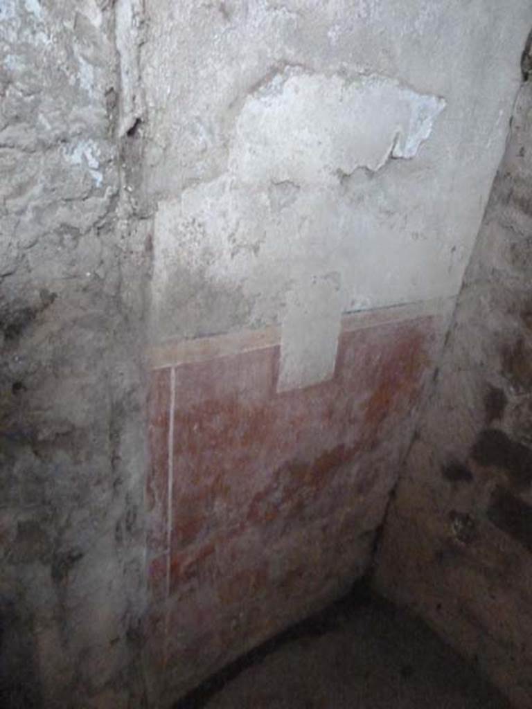 Oplontis, September 2015. Room 95, remains of painted decoration on west wall.