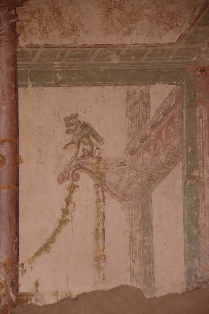 Stabiae, Villa Arianna, October 2020. Room 7, detail from upper south wall at west end. Photo courtesy of Klaus Heese.
