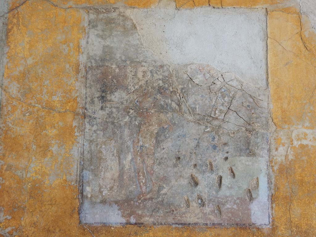 Stabiae, Villa Arianna, June 2019. Room 7, central wall painting from north end of west wall. 
Photo courtesy of Buzz Ferebee.
