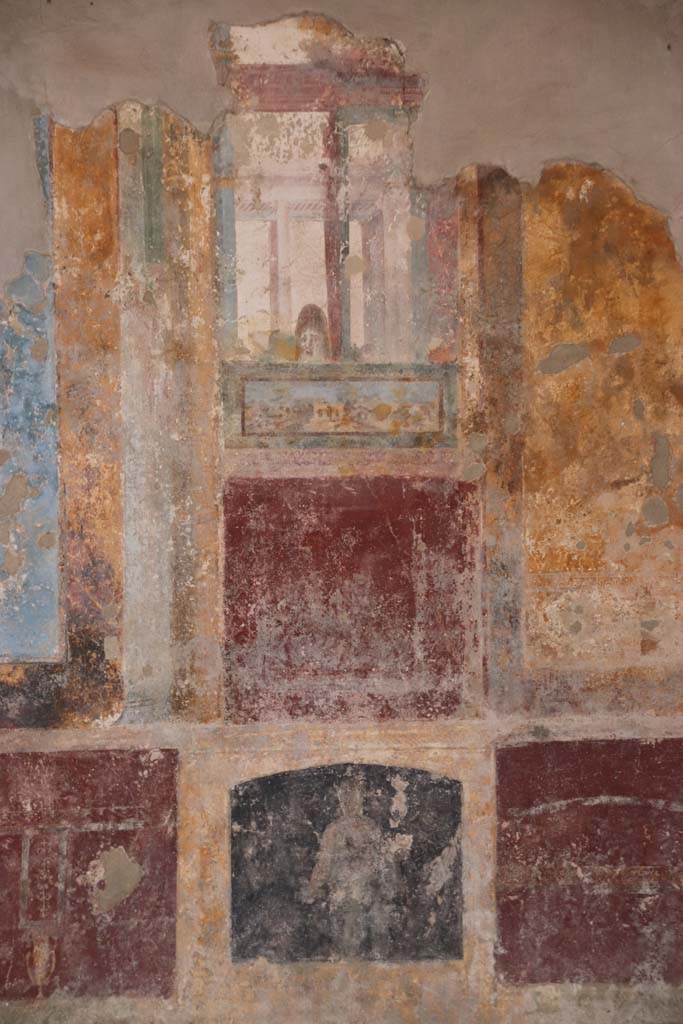 Stabiae, Villa Arianna, October 2020. Room 3, painted panels from west end of south wall. Photo courtesy of Klaus Heese.