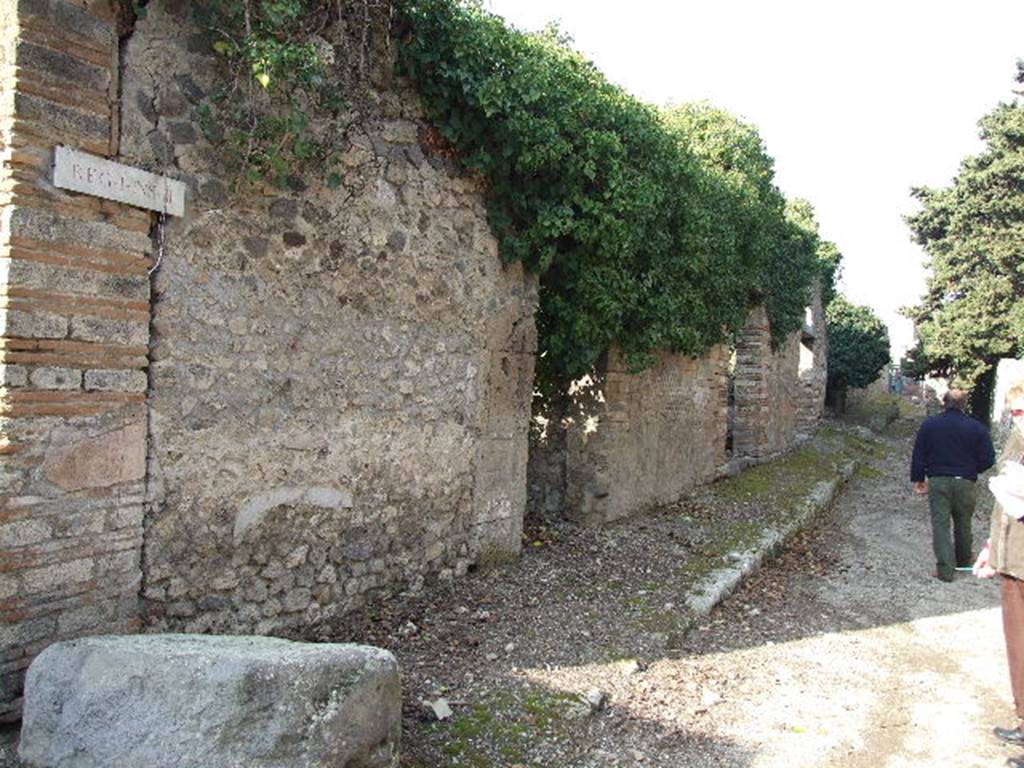 I.3.29 Pompeii.  Site of street altar.   December 2006.  
Fiorelli states that at the end of this side of the insula, painted on the external wall was a divinita tutelare of the road, a serpent coiling around the trunk of a tree.  Under this, in small letters, one used to be able to read INNVLVS ROGAT.   See Pappalardo, U., 2001, La Descrizione di Pompei per Giuseppe Fiorelli (1875).  Napoli: Massa Editore. (P.41)