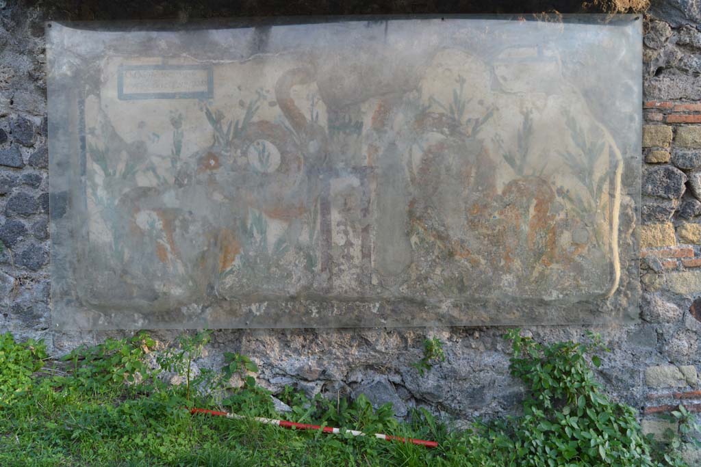 V.6.19 Pompeii. October 2017. Looking south towards painted lararium on exterior wall.
Foto Taylor Lauritsen, ERC Grant 681269 DÉCOR.