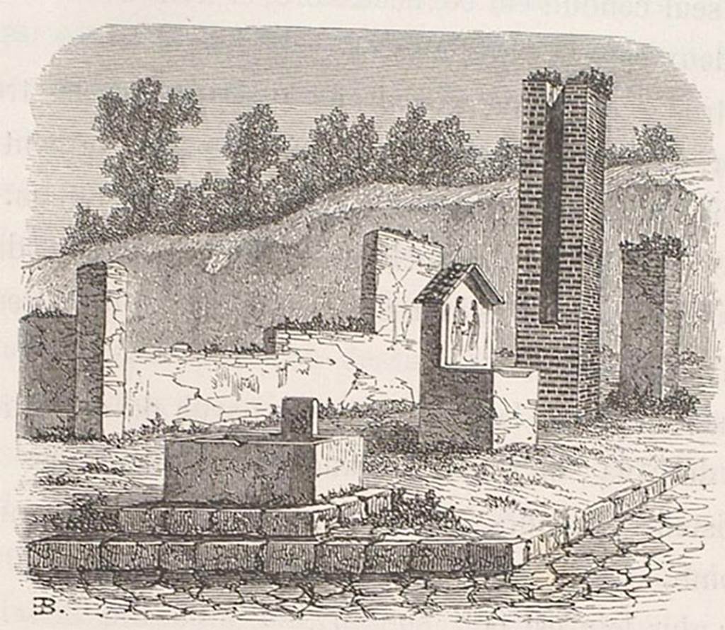 Altar outside VI.14.17-18. 1855 drawing of fountain, street altar and water column. 
See Breton, Ernest. 1855. Pompeia, decrite et dessine: Seconde edition. Paris, Baudry. P. 307.