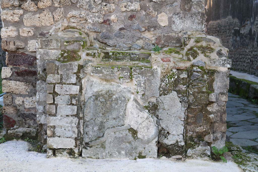 IX.8.1 Pompeii. December 2018. Looking south to street altar outside of IX.8.1, on Via di Nola. 
Photo courtesy of Aude Durand.