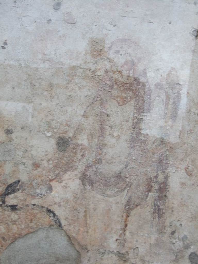 Detail of painted Genius, perhaps Augustus, outside IX.11.1.  December 2006.