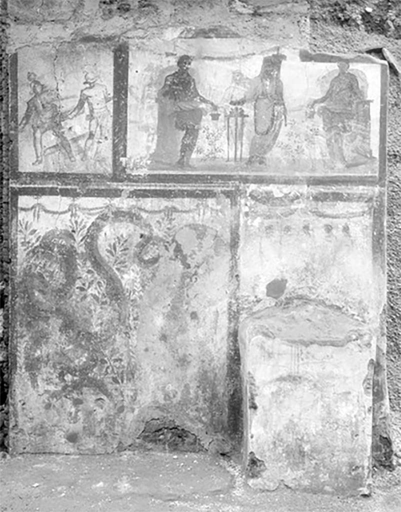 Street shrine outside IX.12.7. 1912.
See Notizie degli Scavi di Antichità, 1912, p. 444, fig. 2.