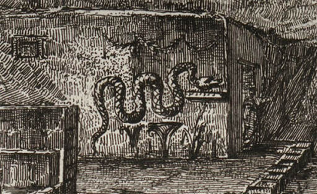 Pompeii street shrine on the corner of Via Pomeriale. 1804 drawing by Piranesi. 
Detail showing street shrine on the corner of Via Pomeriale. 
See Piranesi, F, 1804. Antiquités de la Grande Grèce: Tome I. Paris: Piranesi and Le Blanc. (Pl. V).