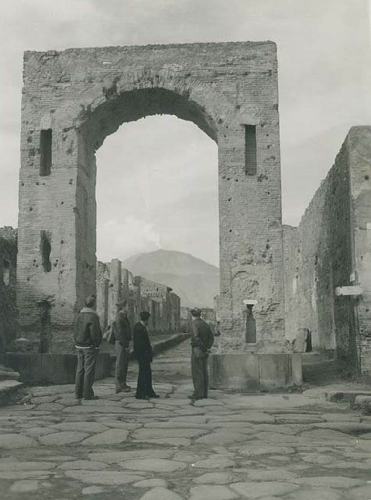 Arch of Caligula. 1943, looking north towards Vesuvius. Photo courtesy of Rick Bauer.