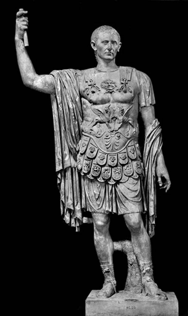 Arch of Marcus Holconius Rufus. Detail of marble statue of Marcus Holconius Rufus.
Now in Naples Archaeological Museum. Inventory number 6233.