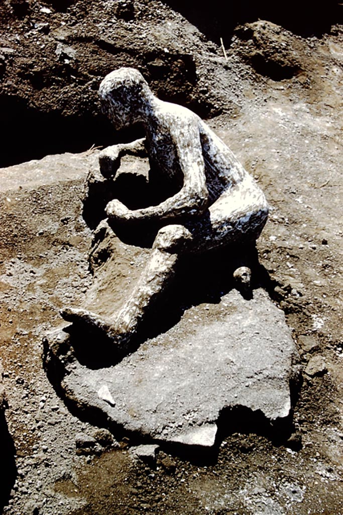 1.21.6 Pompeii. 1961. Victim 43. An ancient inhabitant of the city emerges. Photo by Stanley A. Jashemski.
Source: The Wilhelmina and Stanley A. Jashemski archive in the University of Maryland Library, Special Collections (See collection page) and made available under the Creative Commons Attribution-Non-Commercial License v.4. See Licence and use details.
J61f0476