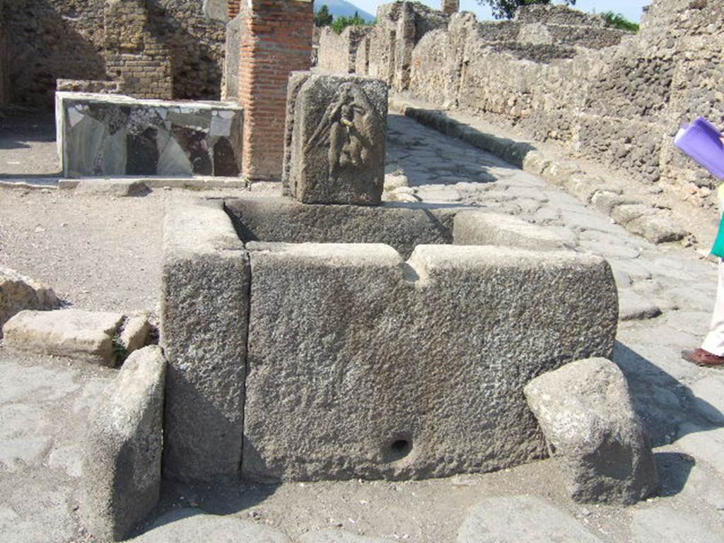Fountain outside VI.3.20. September 2005. Looking north.