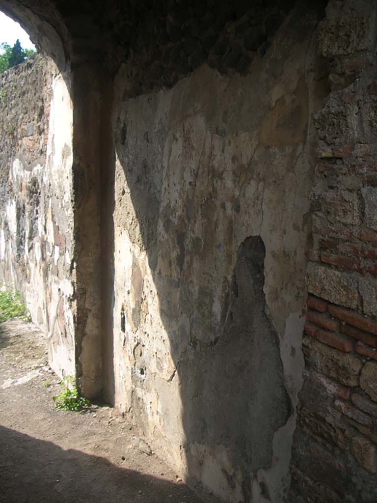 Porta Ercolano or Herculaneum Gate, Pompeii. May 2010. 
Looking north along south end on east side of gate. Photo courtesy of Ivo van der Graaff.