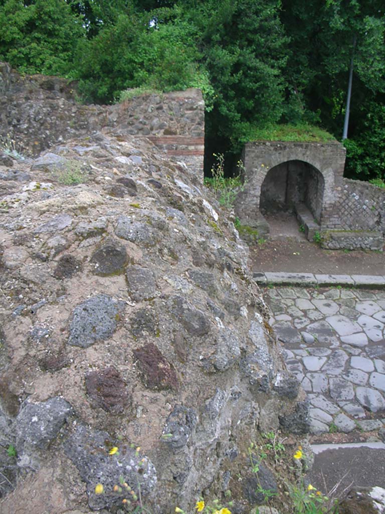 Porta Ercolano or Herculaneum Gate, Pompeii. May 2010. 
Looking west across top of north end of gate. Photo courtesy of Ivo van der Graaff.