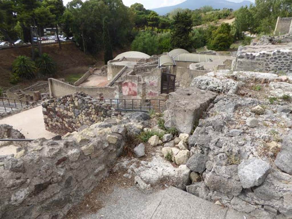 Pompeii Porta Marina. September 2016. Looking north across top of gate towards VII.16.a, the Suburban Baths. Photo courtesy of Michael Binns.
