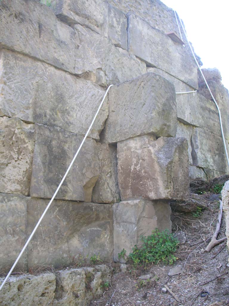 Porta di Nocera or Nuceria Gate, Pompeii. May 2010. 
Looking north along exterior east wall. Photo courtesy of Ivo van der Graaff.