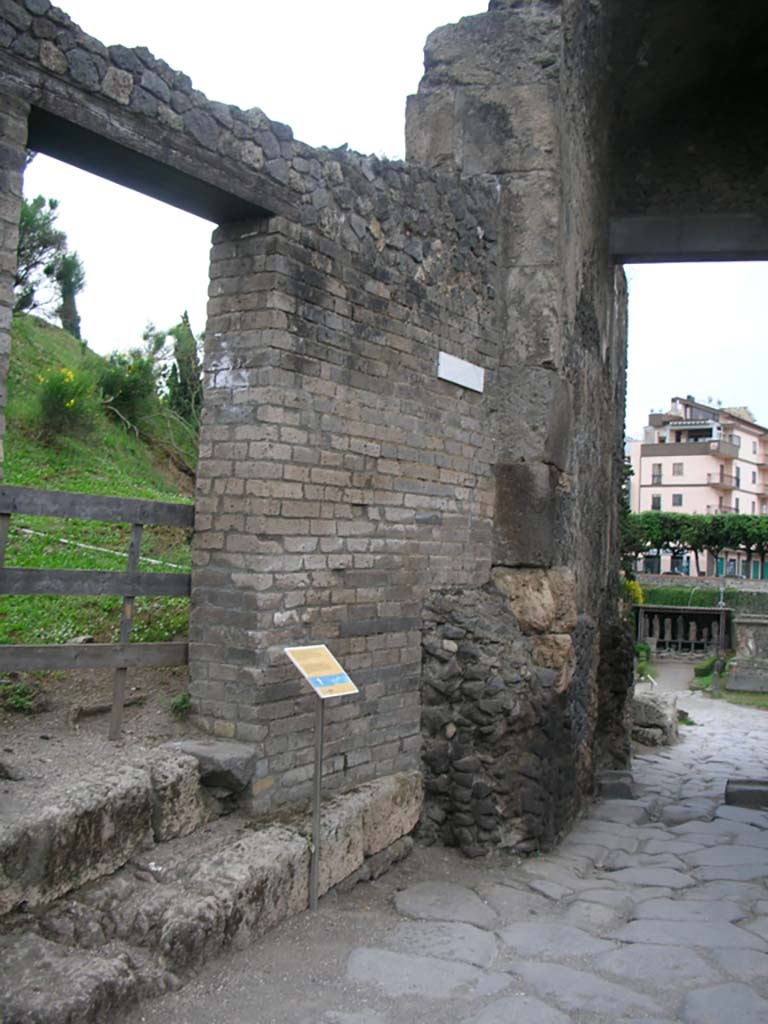 Porta di Nocera or Nuceria Gate, Pompeii. May 2010. 
Entrance at north end of east side of gate. Photo courtesy of Ivo van der Graaff.