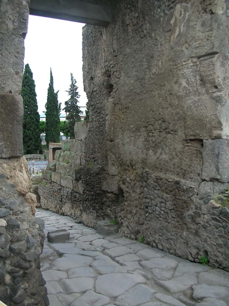 Porta di Nocera or Nuceria Gate, Pompeii. May 2010. 
Looking south along west side of gate. Photo courtesy of Ivo van der Graaff.