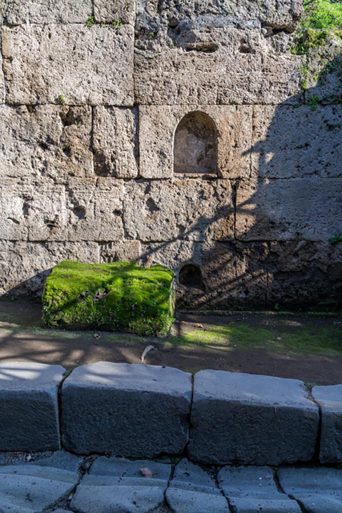 Porta Stabia, Pompeii. January 2023. 
Looking towards two niches set into east wall. Photo courtesy of Johannes Eber.