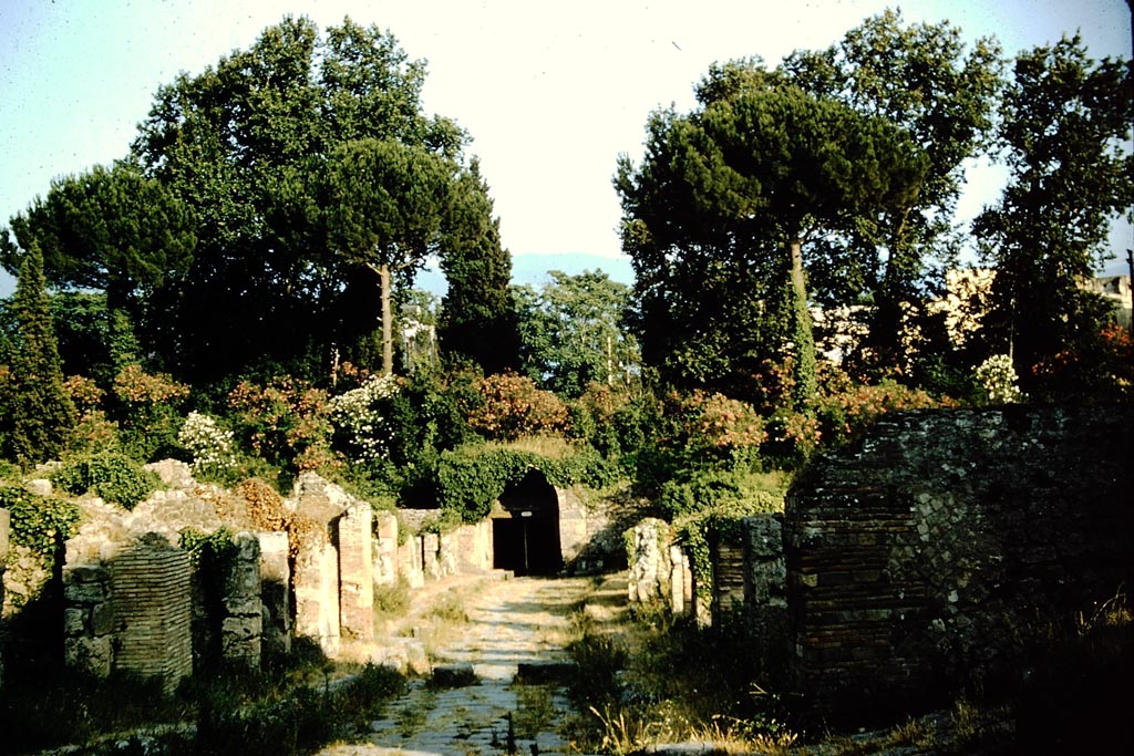 Pompeii Stabian Gate. 1957. Looking south along the Via Stabiana. Photo by Stanley A. Jashemski.
Source: The Wilhelmina and Stanley A. Jashemski archive in the University of Maryland Library, Special Collections (See collection page) and made available under the Creative Commons Attribution-Non-Commercial License v.4. See Licence and use details.
J57f0420