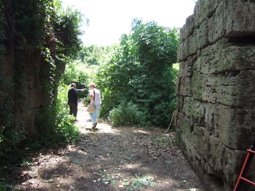 Pompeii Stabian Gate. May 2006. Looking south through gate.