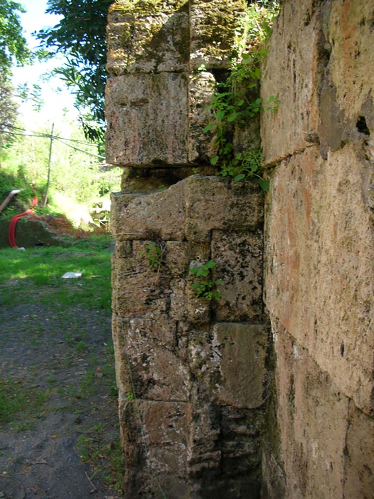 Porta Stabia, Pompeii. May 2010. 
Looking south towards west wall, detail. Photo courtesy of Ivo van der Graaff.