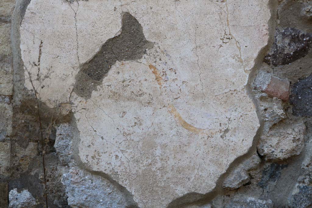 VIII.6.3, Pompeii. December 2018. 
West wall in kitchen area, detail of painted serpent on lower side of lararium painting. Photo courtesy of Aude Durand.