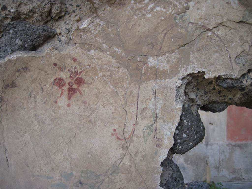 I.3.5 Pompeii. September 2010. Detail of niche showing remains of painted flowers and plants. Photo courtesy of Drew Baker.