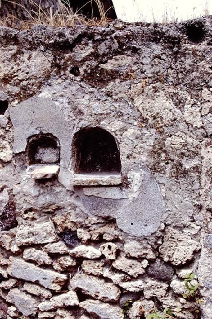 I.12.14 Pompeii. 1972. Two niches on north wall. Photo by Stanley A. Jashemski. 
Source: The Wilhelmina and Stanley A. Jashemski archive in the University of Maryland Library, Special Collections (See collection page) and made available under the Creative Commons Attribution-Non Commercial License v.4. See Licence and use details. J72f0237