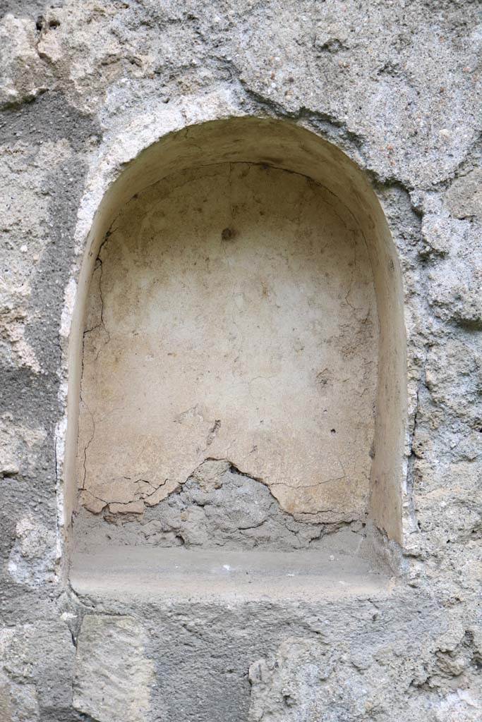 I.14.7 Pompeii. December 2018. 
Detail of arched niche on west wall of windowed triclinium. Photo courtesy of Aude Durand.