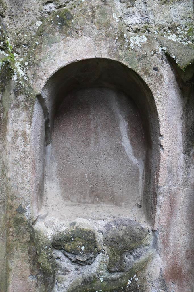 II.8.5 Pompeii. December 2018.
Detail of the niche on west wall in first room on north side of corridor. Photo courtesy of Aude Durand.